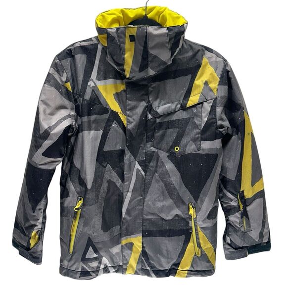 Quiksilver Dry Flight Tech 10K Snow Jacket Youth Boy Medium 12 Full Zip Hood Ski
